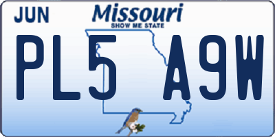 MO license plate PL5A9W