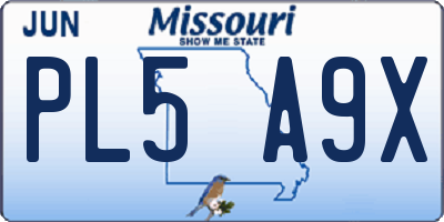 MO license plate PL5A9X
