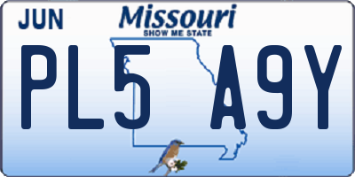 MO license plate PL5A9Y