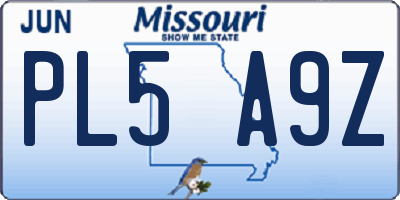 MO license plate PL5A9Z