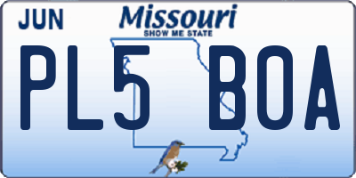 MO license plate PL5B0A