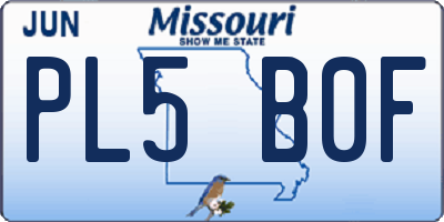 MO license plate PL5B0F
