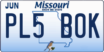 MO license plate PL5B0K