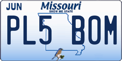 MO license plate PL5B0M