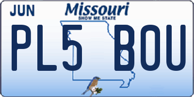 MO license plate PL5B0U