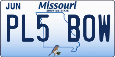 MO license plate PL5B0W
