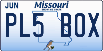 MO license plate PL5B0X
