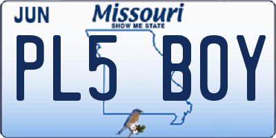 MO license plate PL5B0Y