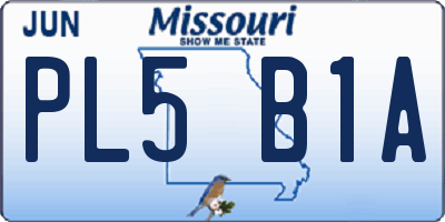 MO license plate PL5B1A