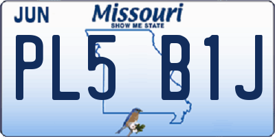 MO license plate PL5B1J