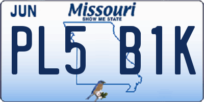 MO license plate PL5B1K