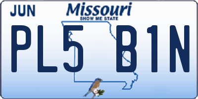 MO license plate PL5B1N
