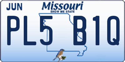 MO license plate PL5B1Q