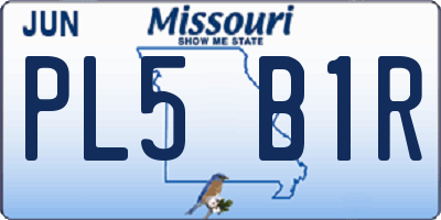 MO license plate PL5B1R