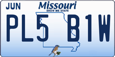 MO license plate PL5B1W