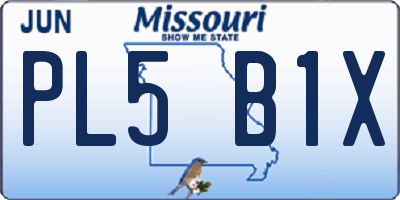 MO license plate PL5B1X