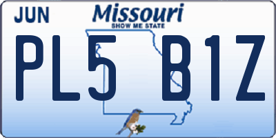 MO license plate PL5B1Z