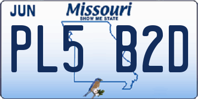MO license plate PL5B2D
