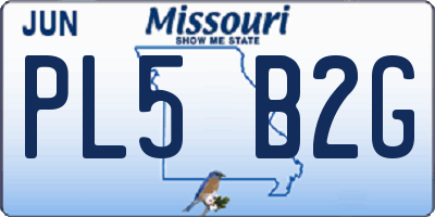 MO license plate PL5B2G