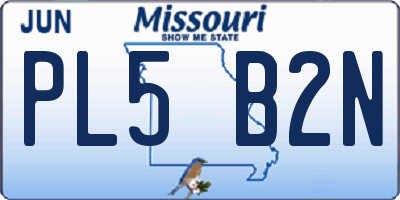 MO license plate PL5B2N
