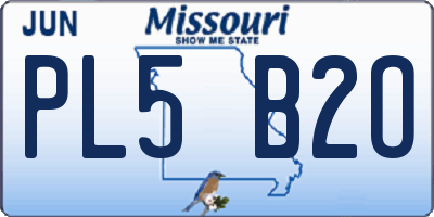 MO license plate PL5B2O
