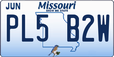 MO license plate PL5B2W