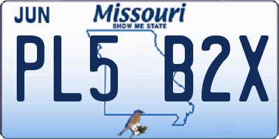 MO license plate PL5B2X