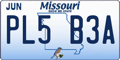 MO license plate PL5B3A