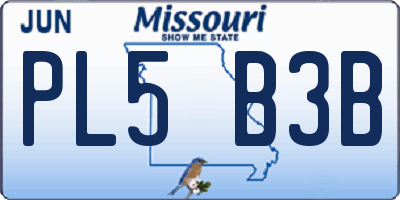 MO license plate PL5B3B