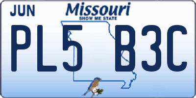 MO license plate PL5B3C