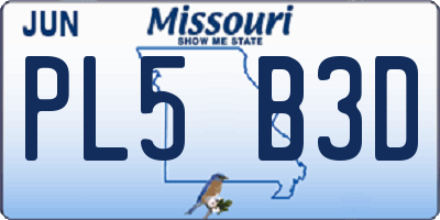 MO license plate PL5B3D