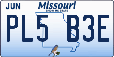 MO license plate PL5B3E