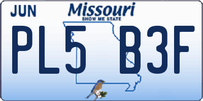 MO license plate PL5B3F
