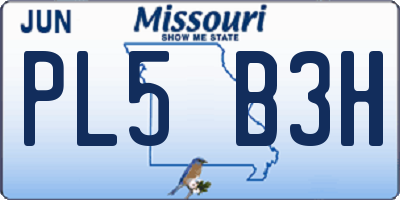 MO license plate PL5B3H