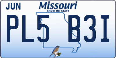 MO license plate PL5B3I