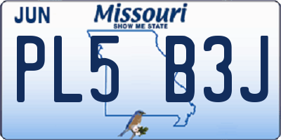 MO license plate PL5B3J