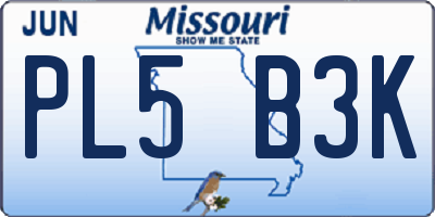 MO license plate PL5B3K