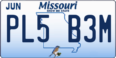 MO license plate PL5B3M