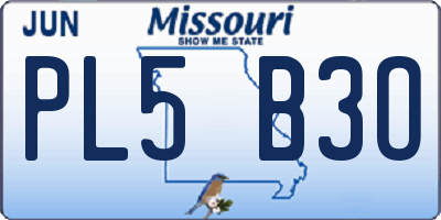 MO license plate PL5B3O
