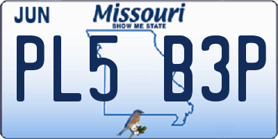MO license plate PL5B3P