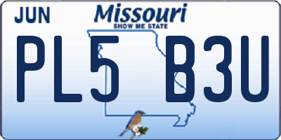 MO license plate PL5B3U