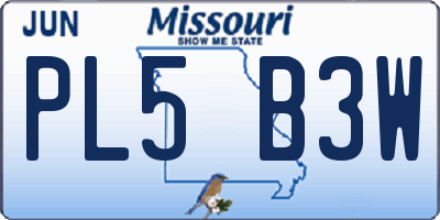 MO license plate PL5B3W