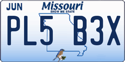 MO license plate PL5B3X