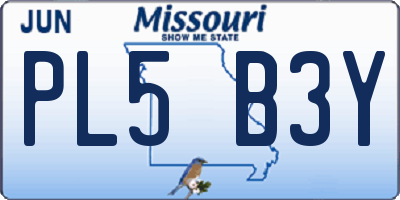 MO license plate PL5B3Y