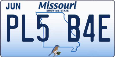 MO license plate PL5B4E