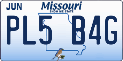 MO license plate PL5B4G