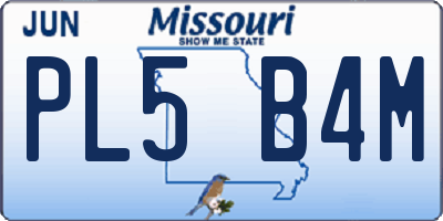 MO license plate PL5B4M