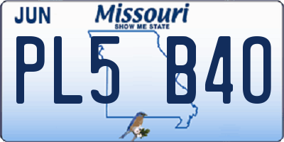 MO license plate PL5B4O