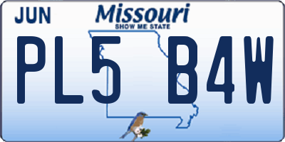 MO license plate PL5B4W