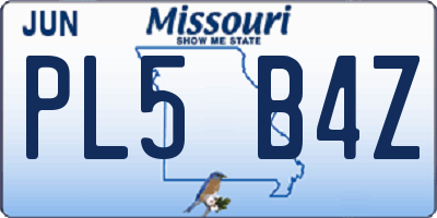 MO license plate PL5B4Z